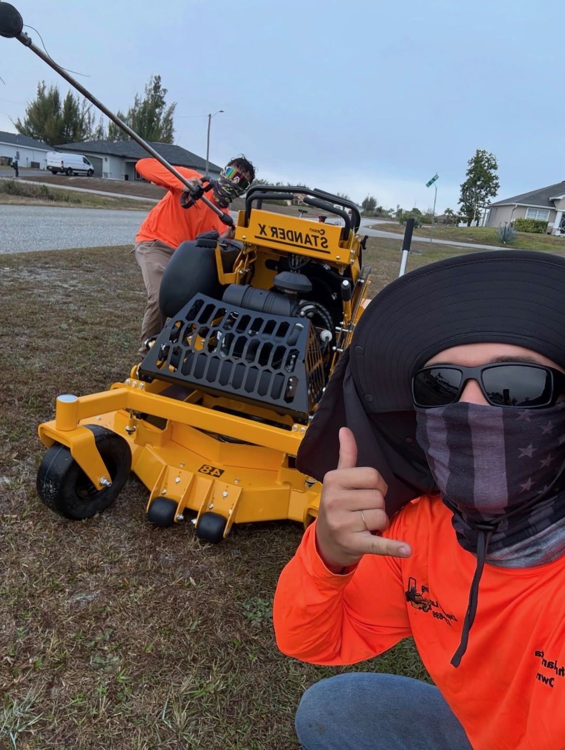 Zapata's Landscaping crew working with Wright Stander X mower