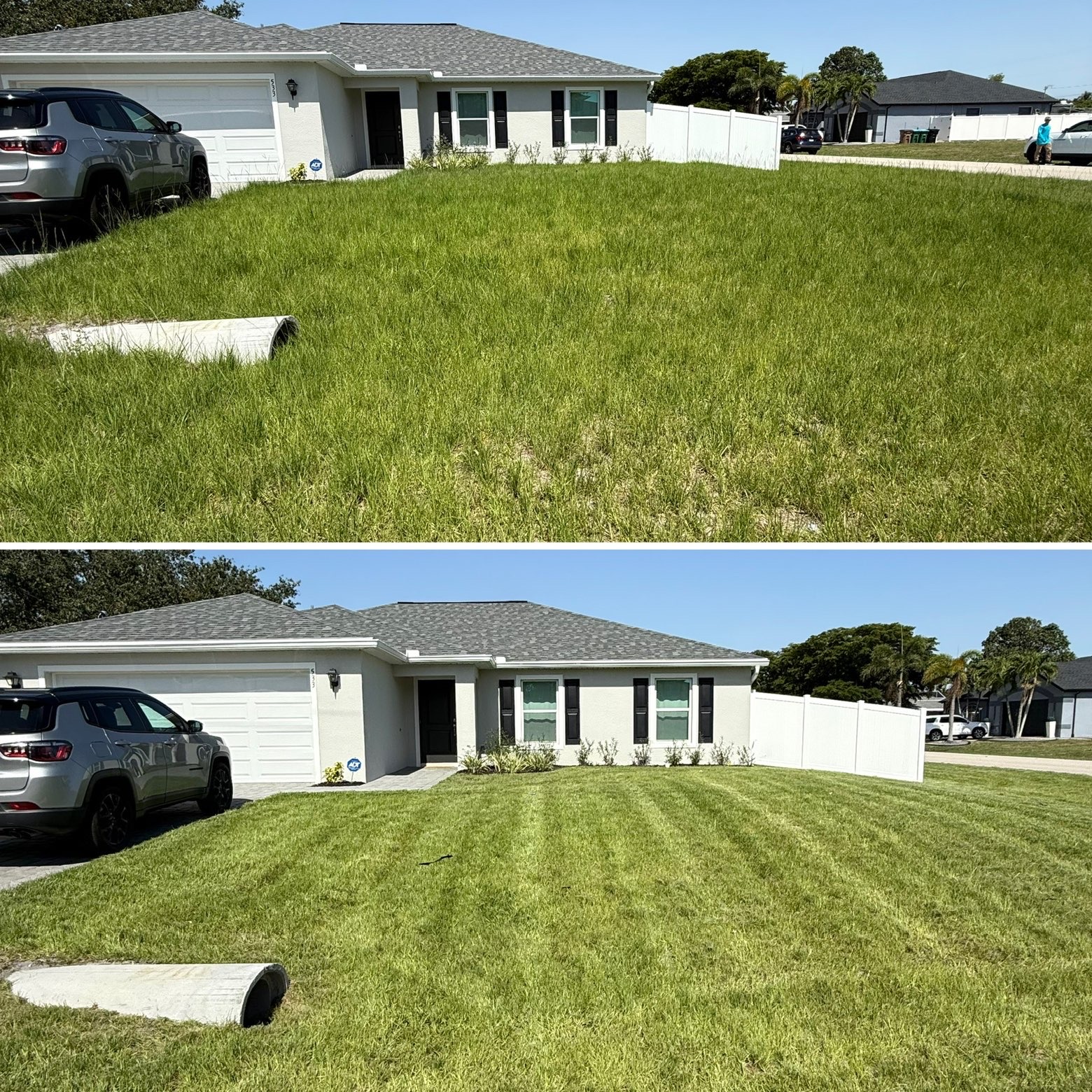 Front yard transformation with crisp mow lines