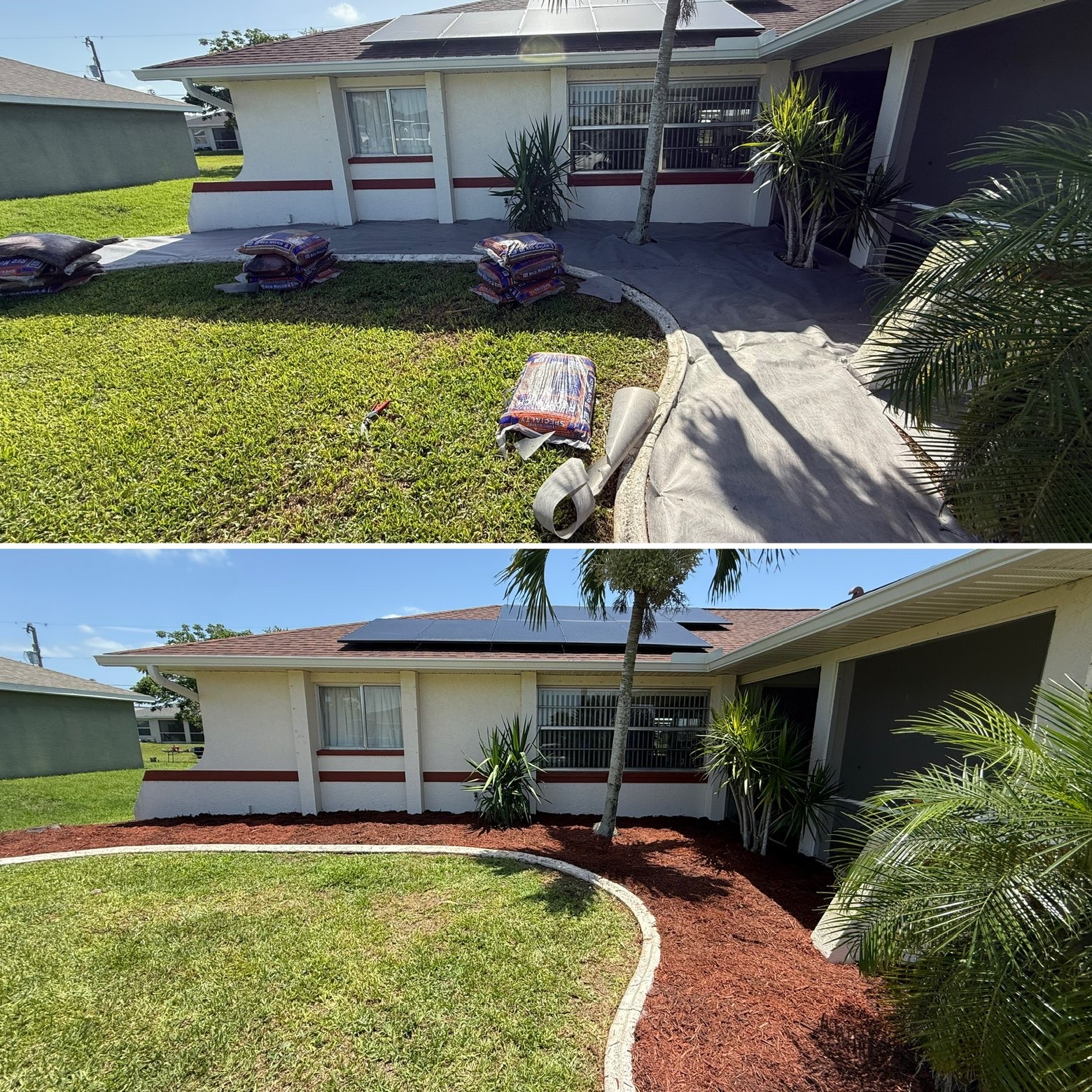 Front of home redesigned with mulch beds